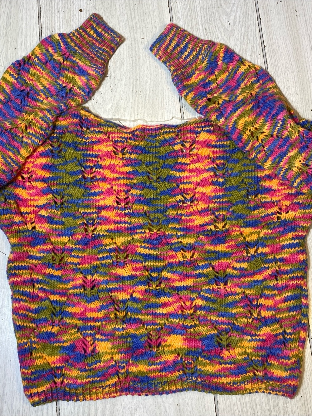 Wild Fable Multi-Color Space Dye Open Knit Long Sleeve Sweater Women’s XS NWOT. - Picture 3 of 8